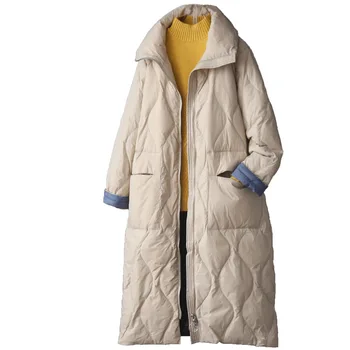 2020 Winter new white duck down solid color mid-length coat coat large lapel loose thickened down jacket for women
2020 Winter new white duck down solid color mid-length coat coat large lapel loose thickened down jacket for women
