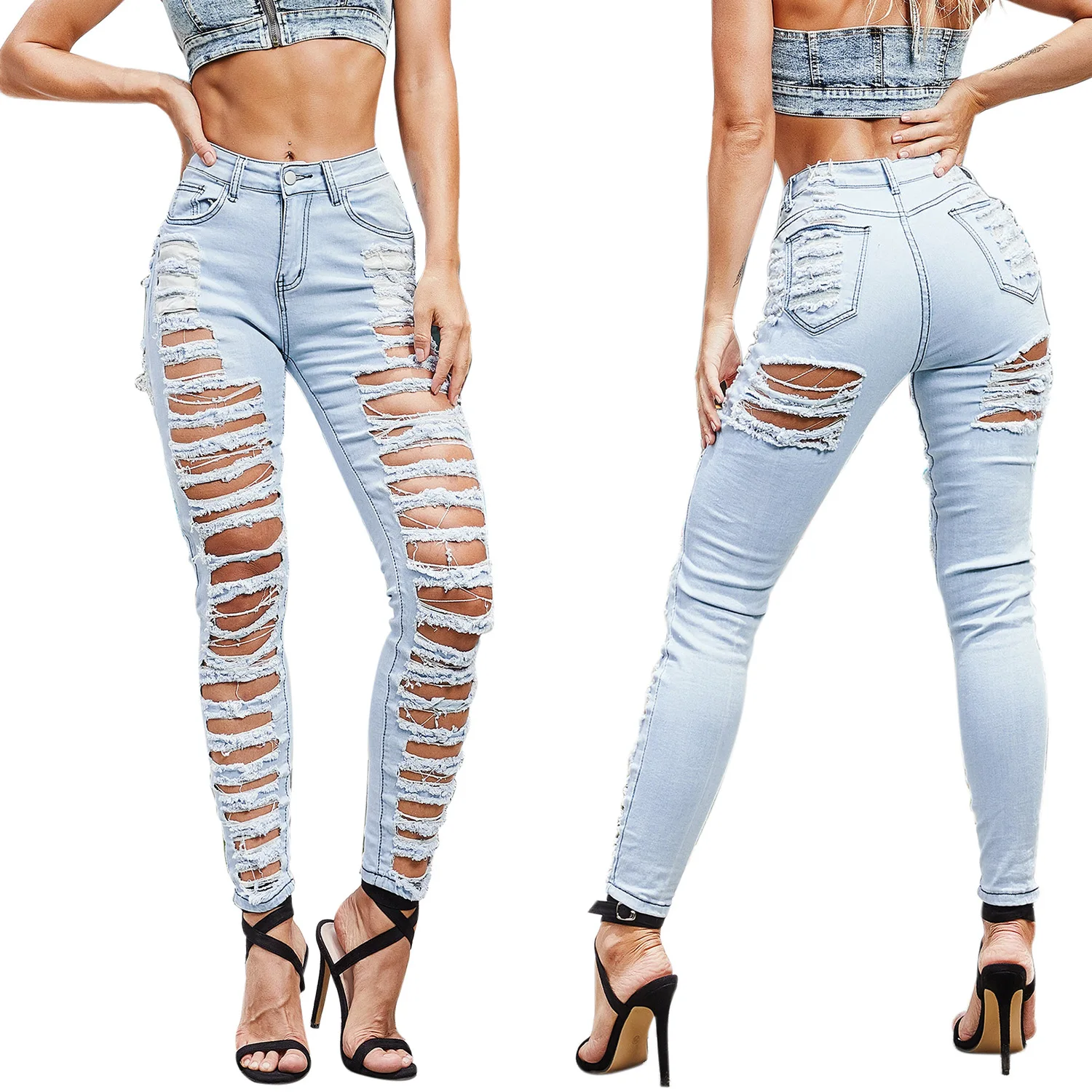 

Hot Fashion Selling Hot Selling Jeans High Waist Solid Color Sexy Slim-Fit Speaker Pants Women Jeans Women