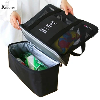 Portable Picnic Double Cooler Bag Women Sports Handbag Shoulder Insulation Bags Food Beer Storage Bags Baby Diaper Ice Organizer