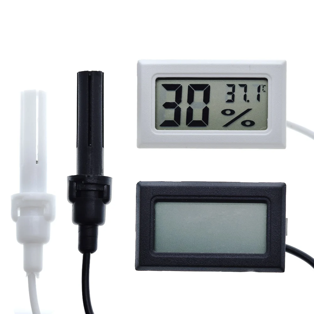 Professional Mini Probe Digital LCD Thermometer Hygrometer Humidity Temperature Meter Indoor Digital LCD Display White Black