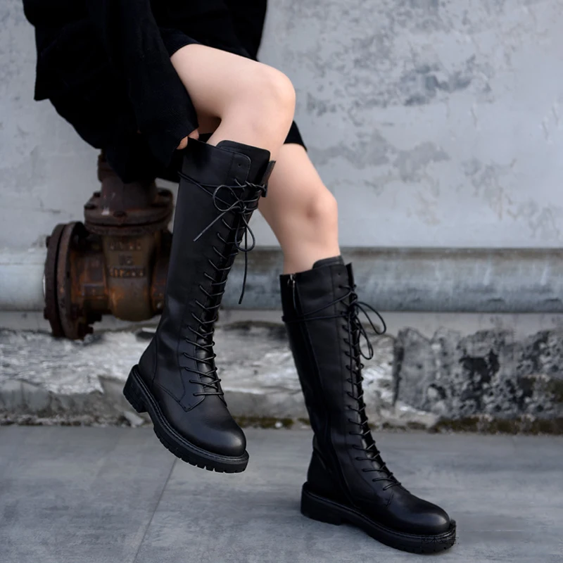 Artmu Fashion Lace Up Genuine Leather Martin Boots Warm Plush High Barrel Over Knee Boots British Riders Boots Women's Shoes
Artmu Fashion Lace Up Genuine Leather Martin Boots Warm Plush High Barrel Over Knee Boots British Riders Boots Women's Shoes