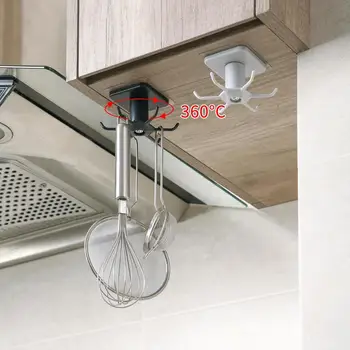 360 Degree Rotatable Punch Free Kitchen Storage Rack Under Cabinet Kitchenware Hanging Rack With 6 Hooks
360 Degree Rotatable Punch Free Kitchen Storage Rack Under Cabinet Kitchenware Hanging Rack With 6 Hooks