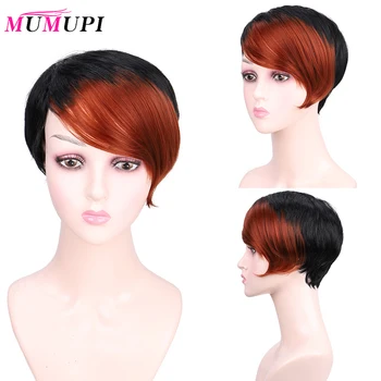 MUMUPI 8 Inch Short Wigs Black Synthetic Wig with Bangs Red Brown Heat Resistant Afro Two Tone Ombre Hair for Women
MUMUPI 8 Inch Short Wigs Black Synthetic Wig with Bangs Red Brown Heat Resistant Afro Two Tone Ombre Hair for Women