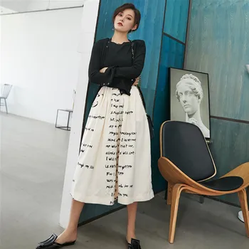 Skirt Female Autumn Satin Retro Umbrella Skirt High waist Slender Medium-length A-letter Skirt Printed Skirt
Skirt Female Autumn Satin Retro Umbrella Skirt High waist Slender Medium-length A-letter Skirt Printed Skirt