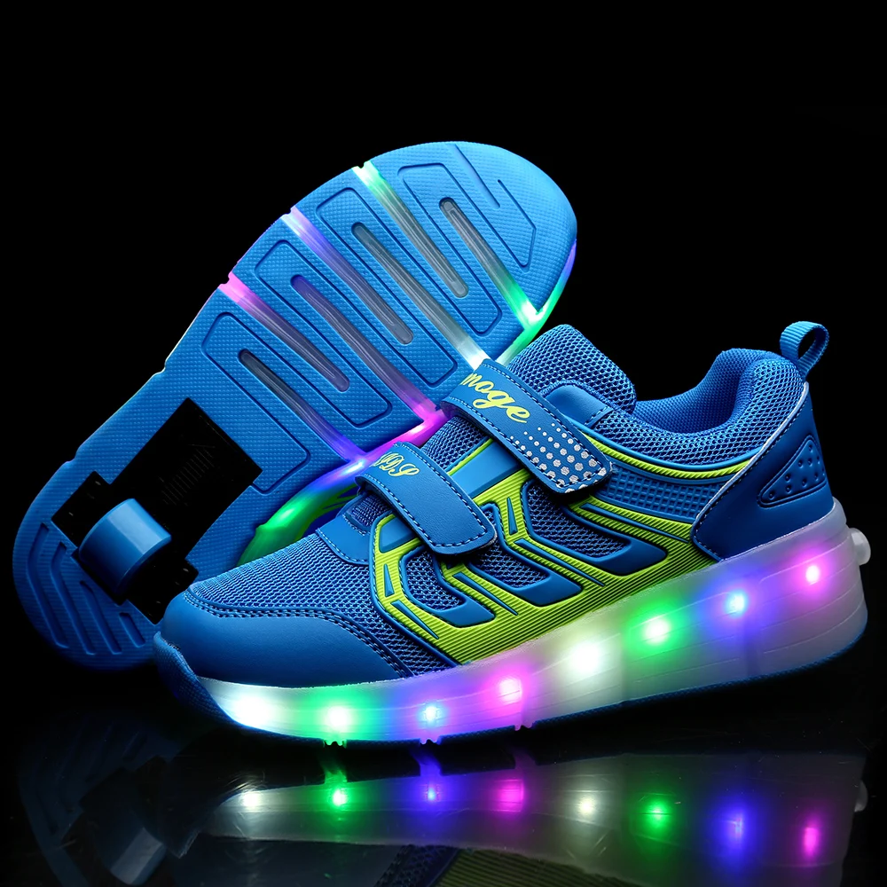 

New Children Roller Skate Shoes Pink Boys Girls Heelies LED Light Sneakers with Wheel Boy Girl Casual Shoe Zapatillas Ruedas