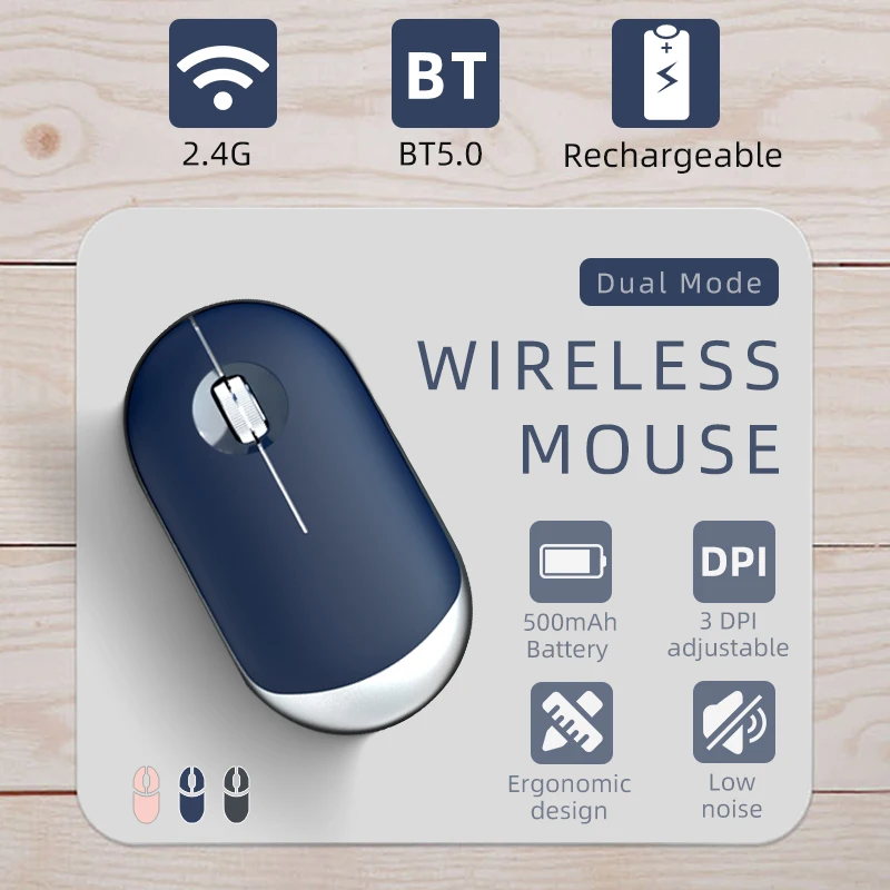 Wireless Bluetooth 5.0+2.4G Computer Mouse DPI 1600/1200/800 3 Adjustable Levels Slim Ergonomic Mice For Laptop PC Android OS
Wireless Bluetooth 5.0+2.4G Computer Mouse DPI 1600/1200/800 3 Adjustable Levels Slim Ergonomic Mice For Laptop PC Android OS
