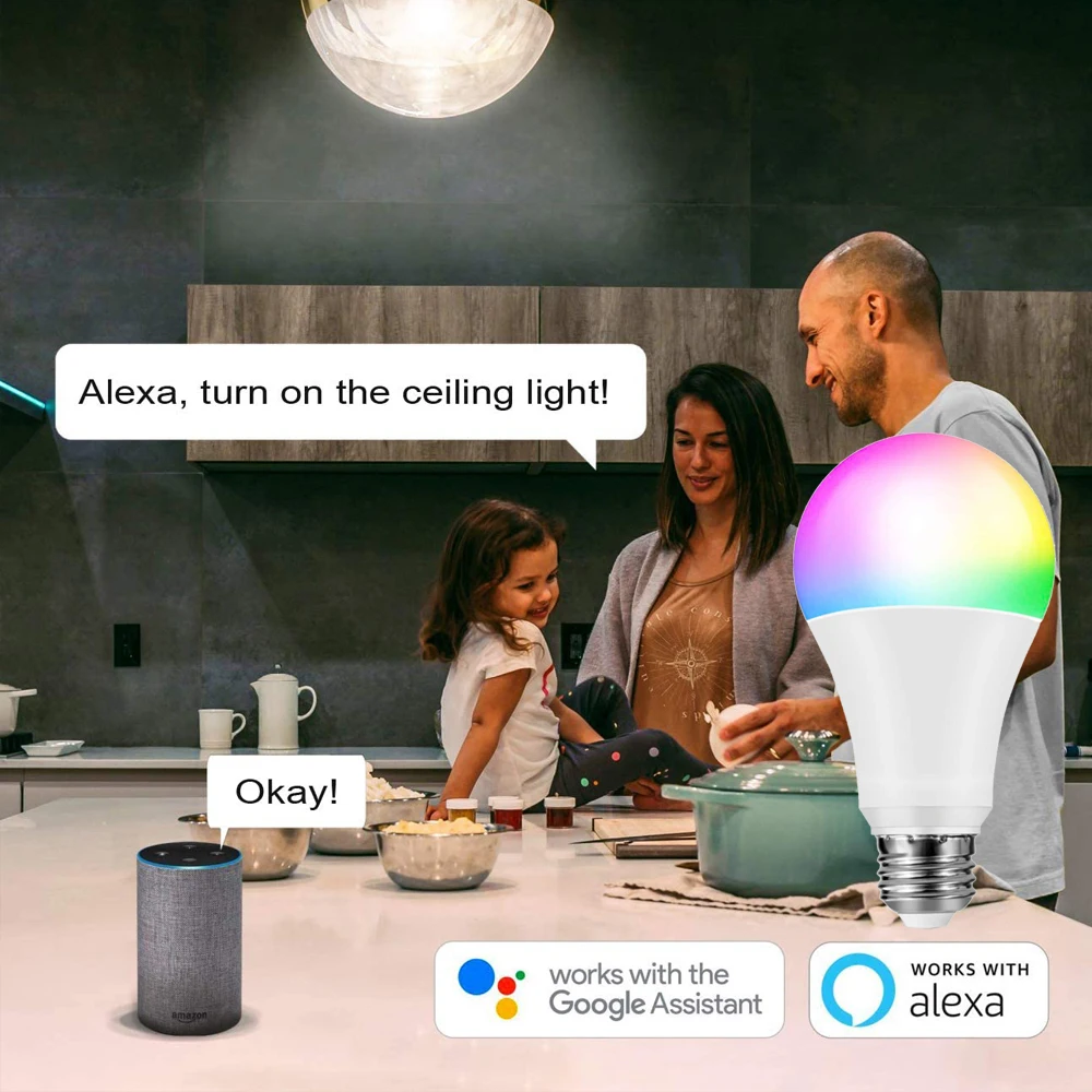 Dimmable 5-20w E27 B22 Smart Bombilla LED Lamp App Operate Alexa Google Assistant Voice Control Wake Up Smart Lamp Nightlight
Dimmable 5-20w E27 B22 Smart Bombilla LED Lamp App Operate Alexa Google Assistant Voice Control Wake Up Smart Lamp Nightlight