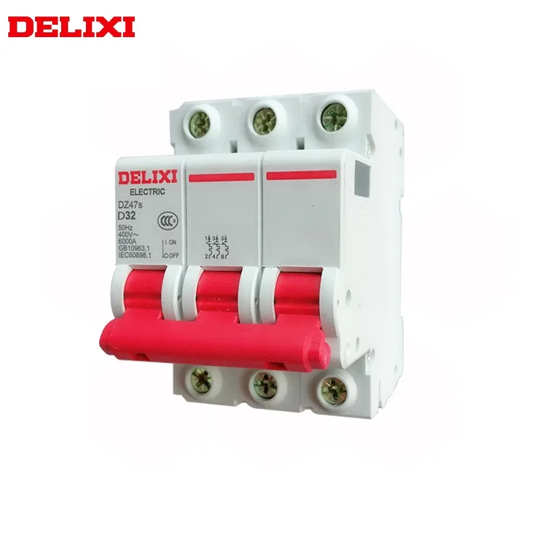 

DELIXI Miniature circuit breaker MCB DZ47S 6KA 3P type D 1A 2A 3A 4A 6A 10A 16A 20A 25A 32A 40A 50A 63A