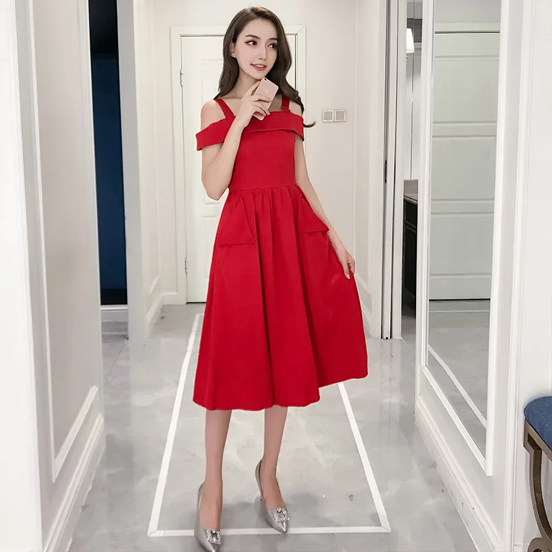 2019 Summer Wear New Style Korean-style Elegant Sexy Waist Hugging Red off-Shoulder Strapped Dress Women's Slim Fit lu jian qun
2019 Summer Wear New Style Korean-style Elegant Sexy Waist Hugging Red off-Shoulder Strapped Dress Women's Slim Fit lu jian qun