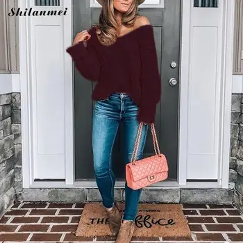 2019 Autumn Winter Sweaters Women Wine Loose Knitted Women Vintage Pullover Casual Solid Plus Size Sweaters Fashion Pull 3XL
2019 Autumn Winter Sweaters Women Wine Loose Knitted Women Vintage Pullover Casual Solid Plus Size Sweaters Fashion Pull 3XL