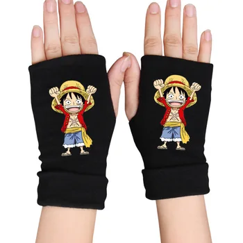 

Anime One Piece Naruto Hatake Kakashi Sharingan Warm Half Finger Mittens Cosplay Costumes Toy Accessories Printing Gloves
