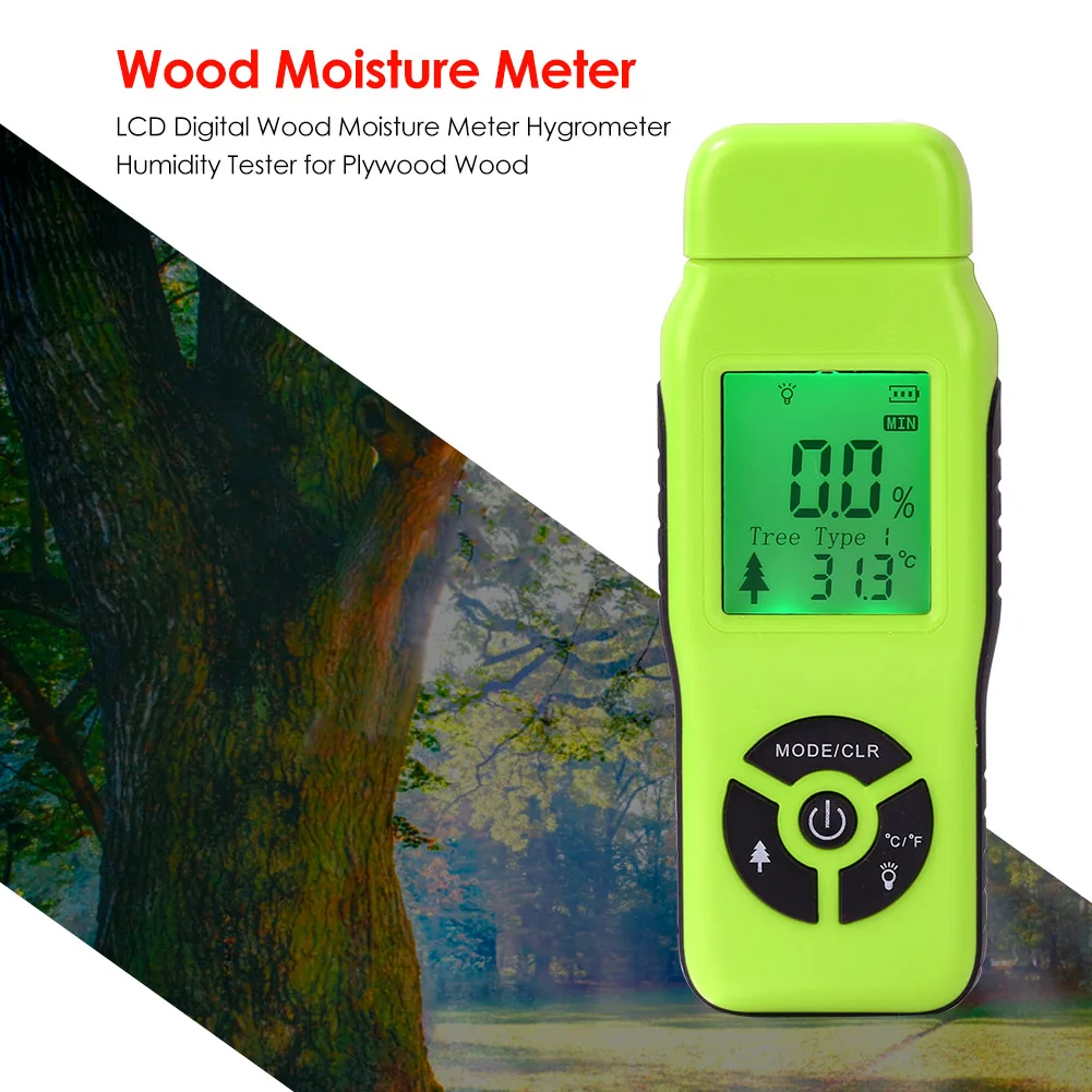 2%~70% Two Pins Digital Wood Moisture Meter Wood Humidity Tester Hygrometer Timber Damp Detector Large LCD Display
2%~70% Two Pins Digital Wood Moisture Meter Wood Humidity Tester Hygrometer Timber Damp Detector Large LCD Display