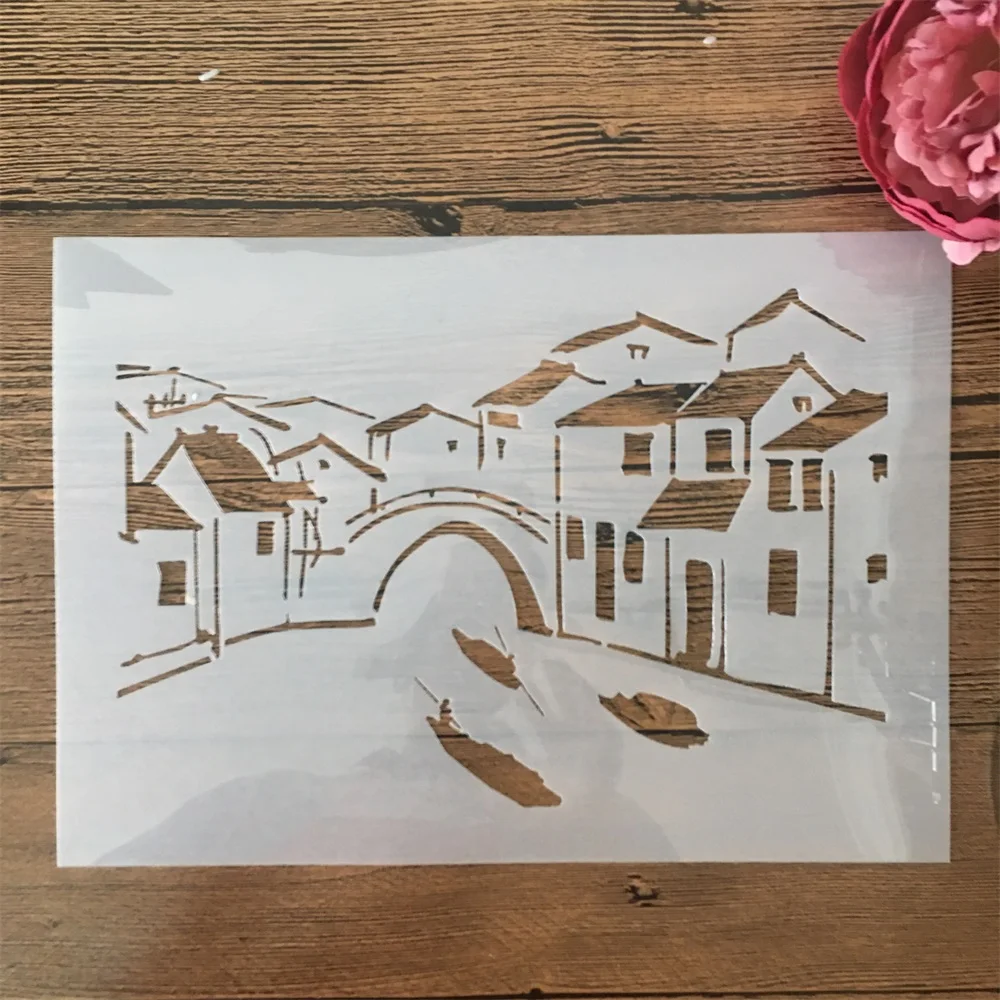 A4 29cm Chinese Water Town DIY Layering Stencils Wall Painting Scrapbook Coloring Embossing Album Decorative Template
A4 29cm Chinese Water Town DIY Layering Stencils Wall Painting Scrapbook Coloring Embossing Album Decorative Template