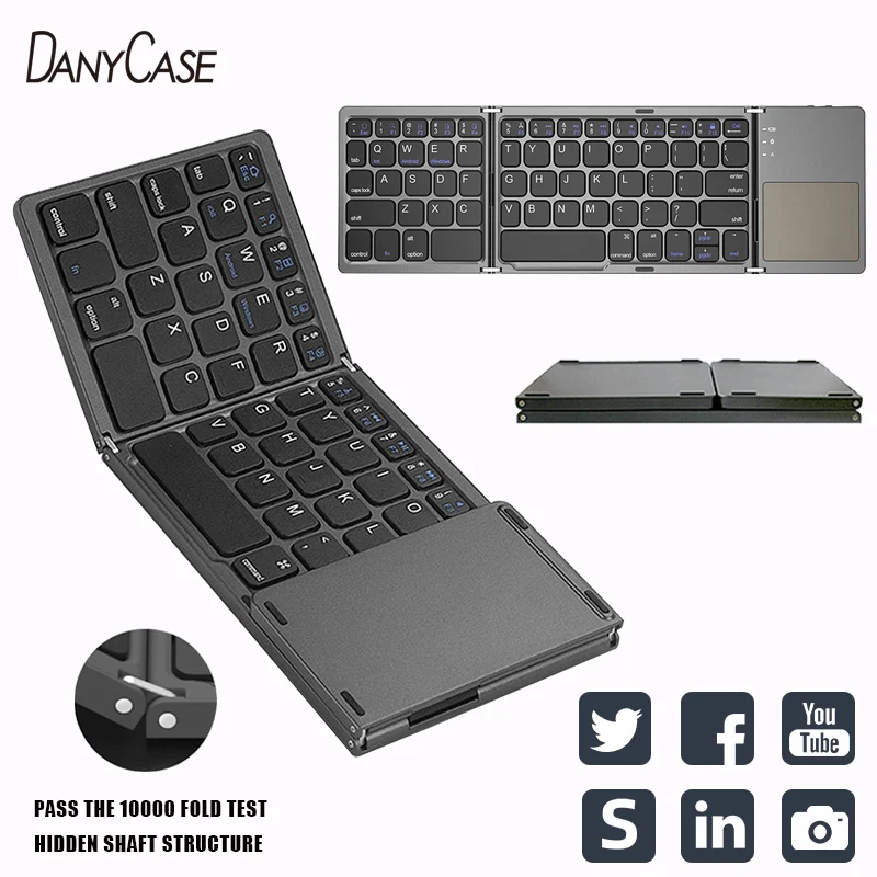 Mini folding keyboard Touchpad Bluetooth 5.0 Foldable Wireless Keypad for Windows,Android,ios Tablet ipad Phone
Mini folding keyboard Touchpad Bluetooth 5.0 Foldable Wireless Keypad for Windows,Android,ios Tablet ipad Phone