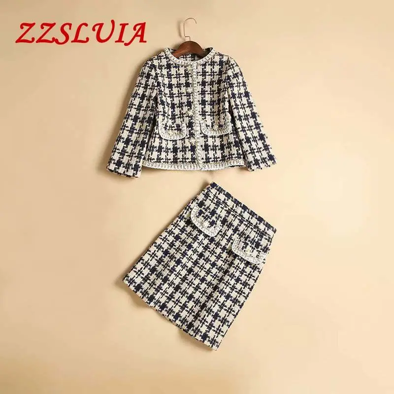 2019 new brand Houndstooth pattern designer O neck tweed coat mini skirts suits women's clothing twinset 92003
2019 new brand Houndstooth pattern designer O neck tweed coat mini skirts suits women's clothing twinset 92003