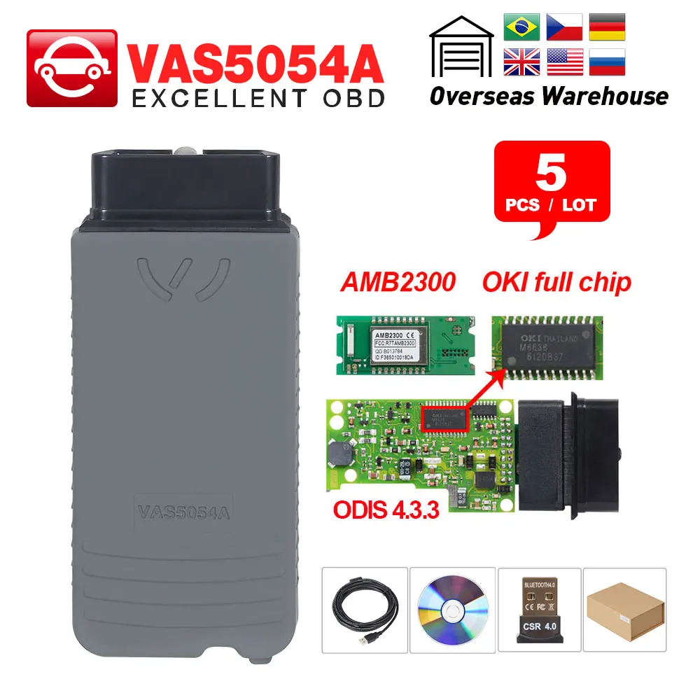 5pcs VAS5054a ODIS v4.3.3 keygen VAS5054 5.0.6 OKI full Chip OBD2 scanner auto code reader vas 5054 OBD2 diagnostic tool
5pcs VAS5054a ODIS v4.3.3 keygen VAS5054 5.0.6 OKI full Chip OBD2 scanner auto code reader vas 5054 OBD2 diagnostic tool