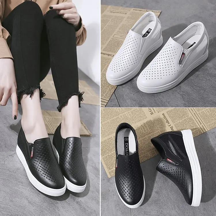 

2019 New Style Korean-style Versatile Casual Elevator Slip-on Fuller Shoes Platform Thick Bottomed Slanted Heel Women's Summer S