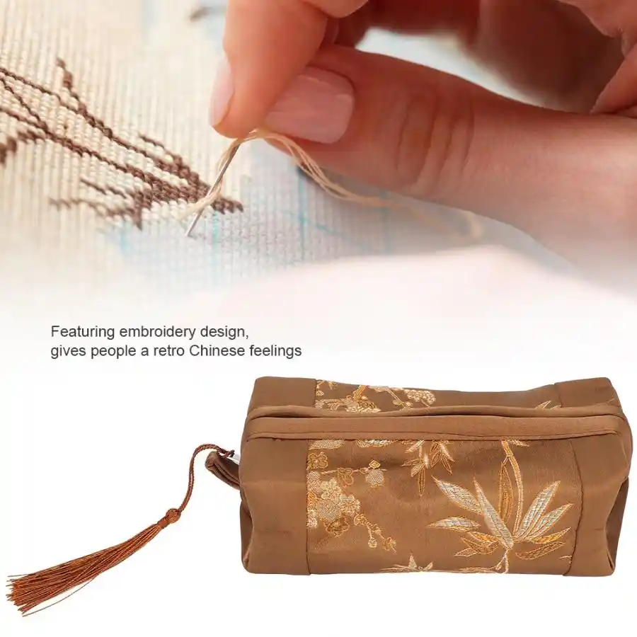 women fashion handcraft rectangle embroidery jewelry storage bag