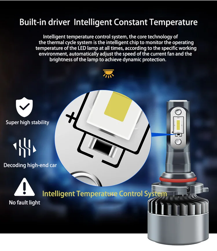 2*Intelligent Temperature Control Automotive CSP LED Headlamp spotlight 12V Car headlight LED bulbs H7 lamp H8 H1 H11 9005 light
2*Intelligent Temperature Control Automotive CSP LED Headlamp spotlight 12V Car headlight LED bulbs H7 lamp H8 H1 H11 9005 light