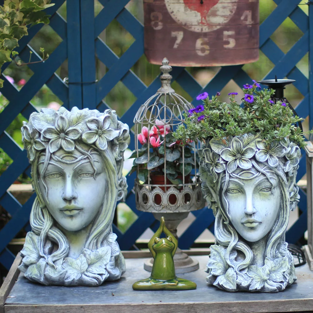 Garden Human Head Flower pot Ornaments Cement Goddess Portrait Venus Statue Vase Decoration Courtyard Sculpture Figurines Crafts
Garden Human Head Flower pot Ornaments Cement Goddess Portrait Venus Statue Vase Decoration Courtyard Sculpture Figurines Crafts