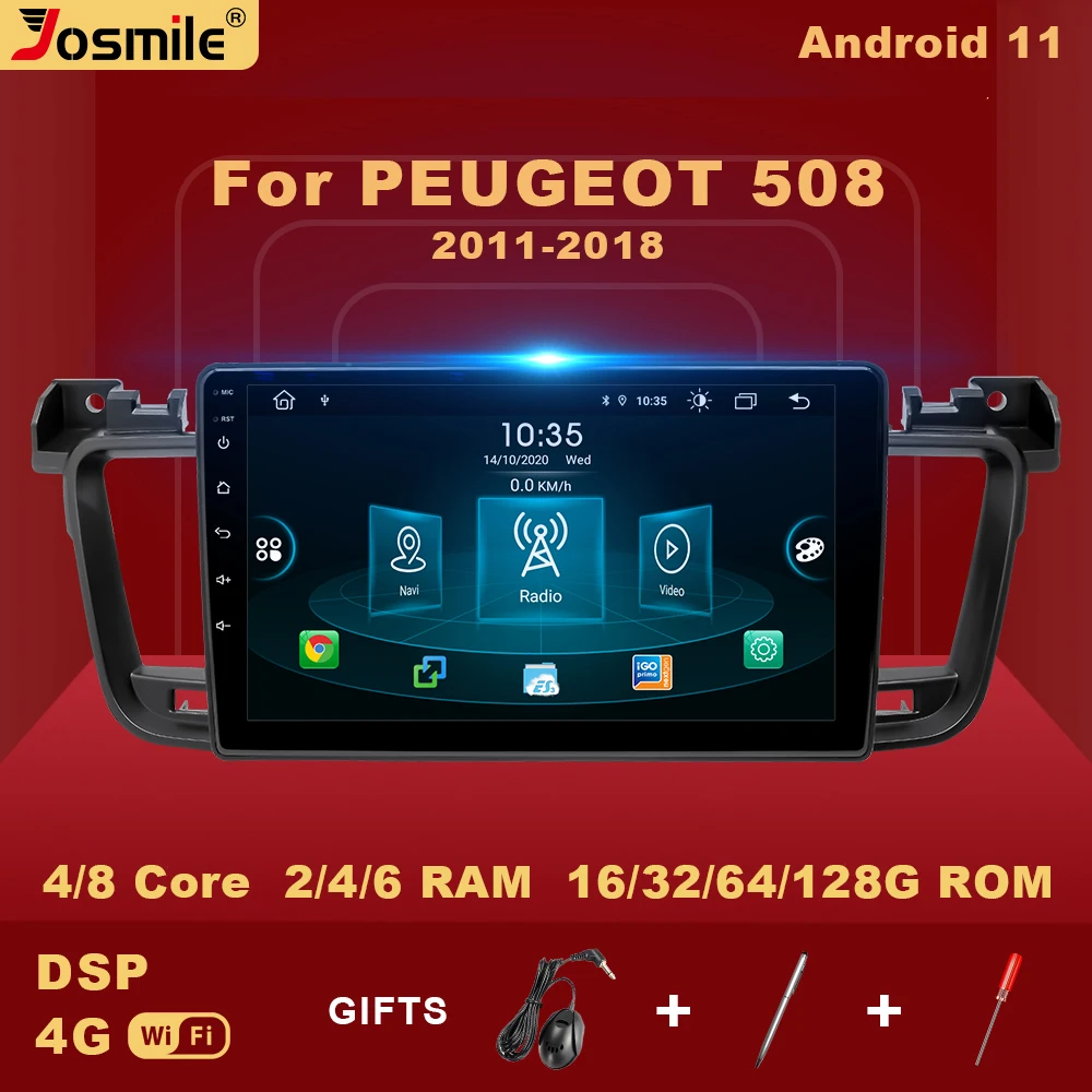 Автомобильный мультимедийный плеер 4 Гб 128 ГГц 2 din Android 11 для PEUGEOT 508 2011-2018 радио