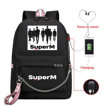 New Mochila Feminina Kpop SuperM Bookbag Backpack Usb Charge School Bags for Teenage Girls Women Backpack Laptop Travel Backpack 
New Mochila Feminina Kpop SuperM Bookbag Backpack Usb Charge School Bags for Teenage Girls Women Backpack Laptop Travel Backpack