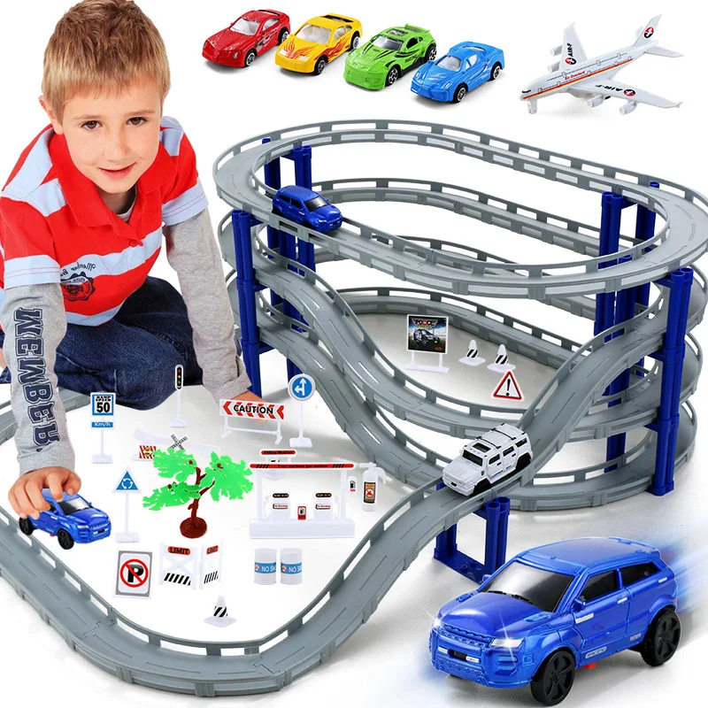 CHILDREN'S Toy Camera Track Car Small Train Toy Set Multilayer Electric Camera Track Race Car Boy