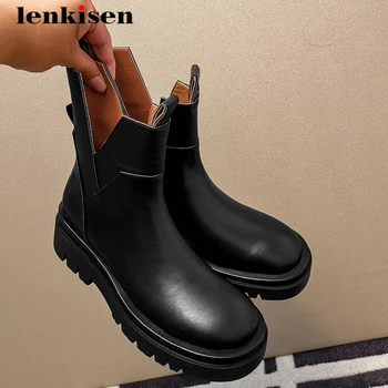 Lenkisen comfortable natural leather winter shoes platform handmade round toe thick high heel zipper beauty lady ankle boots L32 
Lenkisen comfortable natural leather winter shoes platform handmade round toe thick high heel zipper beauty lady ankle boots L32