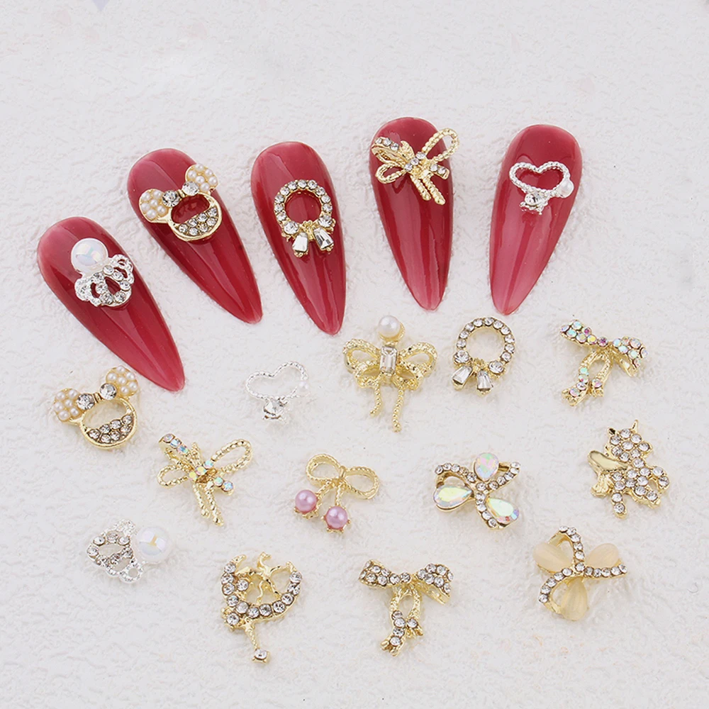 10Pc/Bag Multi-shape Alloy Nail Art Decoration Bowknot Metal Charms With Colorful Rhinestone Luxury Manicure Diamond Accessories
10Pc/Bag Multi-shape Alloy Nail Art Decoration Bowknot Metal Charms With Colorful Rhinestone Luxury Manicure Diamond Accessories
