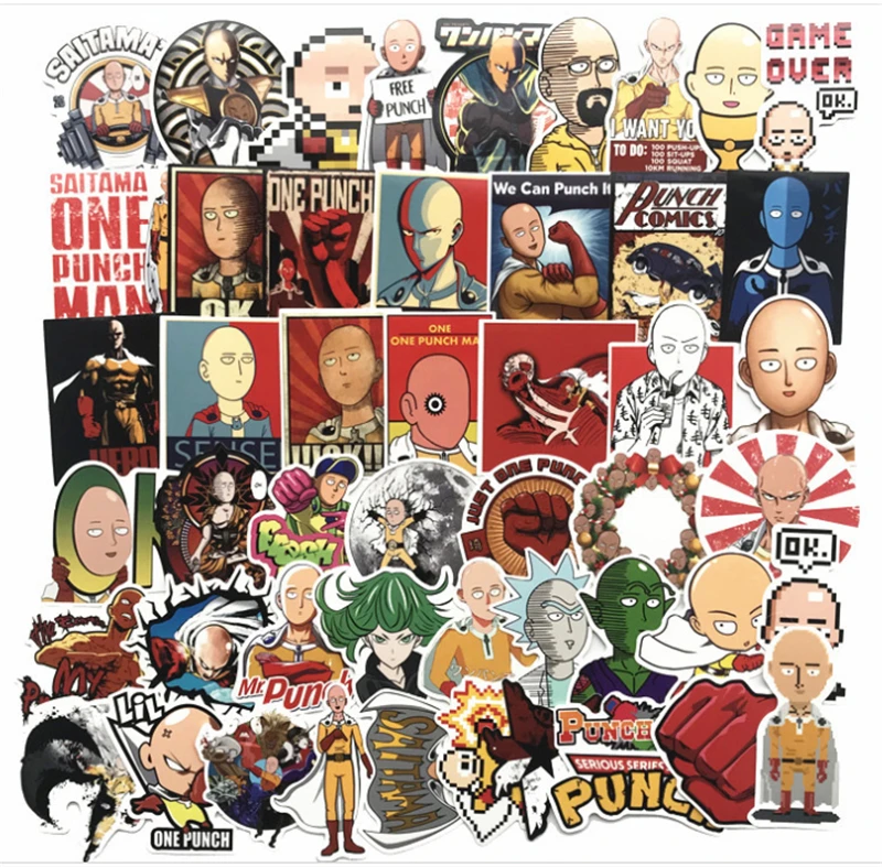 50 шт./компл. Аниме ONE PUNCH MAN печатные наклейки чемоданы мобильного телефона Декор