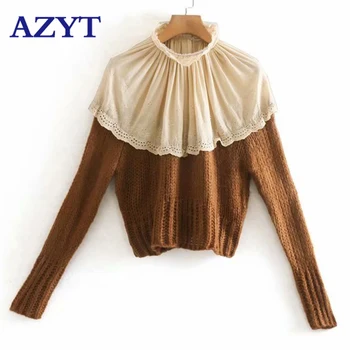 AZYT European Hot Sale New Shawl Patchwork Knit Sweater And Pullover Women Fashion Slim Chic Short Knit Sweater Female Tops
AZYT European Hot Sale New Shawl Patchwork Knit Sweater And Pullover Women Fashion Slim Chic Short Knit Sweater Female Tops