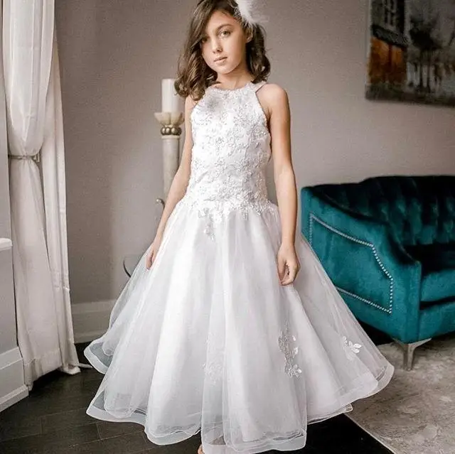 

New Arrivals Princess Lace Appliques Ball Gowns Flower Girl Dress Pageant Gowns For Weddings First Communion Dresses For Girls