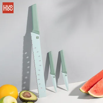 Huohou 3 Pcs Kitchen Fruit Knife Set Serrated Blade Watermelon Knife Food Grade Coating PP Resin Handle Sharp Peel Slice Knife
Huohou 3 Pcs Kitchen Fruit Knife Set Serrated Blade Watermelon Knife Food Grade Coating PP Resin Handle Sharp Peel Slice Knife