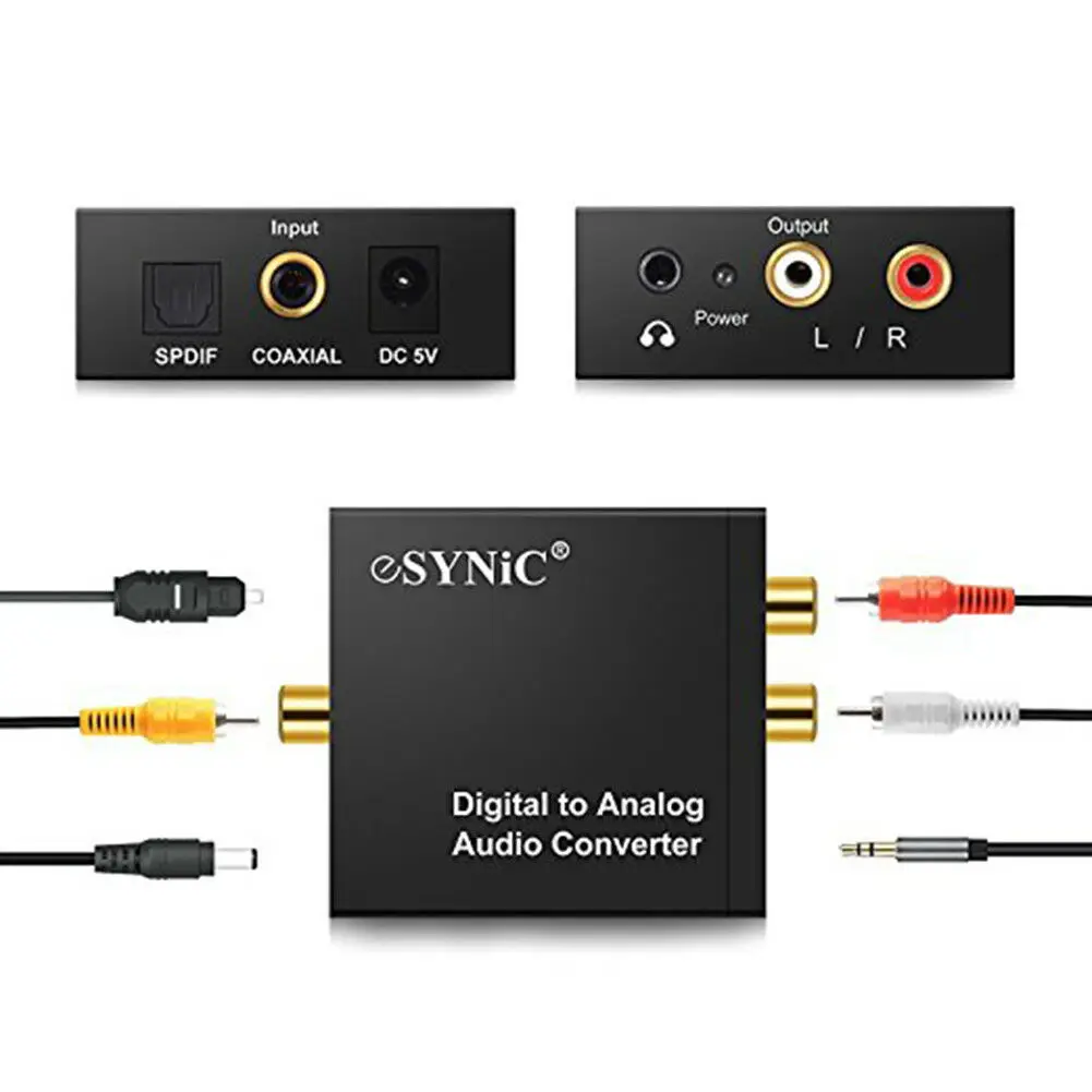 3.5mm Jack RCA Digital to Analog Audio Converter Optical Fiber Coaxial Signal Stereo
3.5mm Jack RCA Digital to Analog Audio Converter Optical Fiber Coaxial Signal Stereo