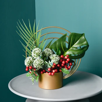 Nordic Creative Golden Circle Flower Stand Metal Vase+Artificial Flowers Home Furnishing Decoration Office Desk Figurines Crafts
Nordic Creative Golden Circle Flower Stand Metal Vase+Artificial Flowers Home Furnishing Decoration Office Desk Figurines Crafts