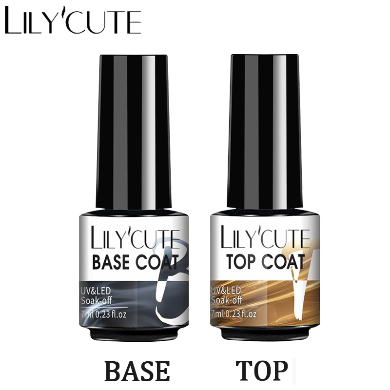 Базовое и топовое покрытие LILYCUTE 7 мл набор гелей для ногтей Полупостоянный гель