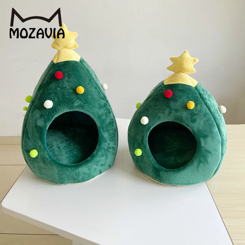 

Christmas Tree Cat House Cama Gato Kennel Winter Keep Warm Pets Bed Cuccia Gatto Casa Gato Maison Chat Dog Beds For Small Dogs