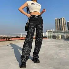 Print Pants Women Jeans High Waist Baggy Straight Denim Trousers Vintage Pockets Punk Clothes Harajuku Streetwear Korean Fashion
Print Pants Women Jeans High Waist Baggy Straight Denim Trousers Vintage Pockets Punk Clothes Harajuku Streetwear Korean Fashion