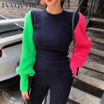 Women Sweater Puff Sleeve Color Matching Sweater Women Vintage All Match Knitting Top Autumn 2019 New Fashion Sweaters Q008
Women Sweater Puff Sleeve Color Matching Sweater Women Vintage All Match Knitting Top Autumn 2019 New Fashion Sweaters Q008