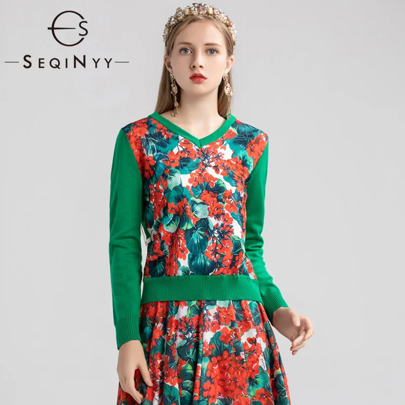 SEQINYY Green Pullovers 2020 Spring Autumn New Fashion Design Women Knitting Spliced Red Hydrangea Printed Top
SEQINYY Green Pullovers 2020 Spring Autumn New Fashion Design Women Knitting Spliced Red Hydrangea Printed Top