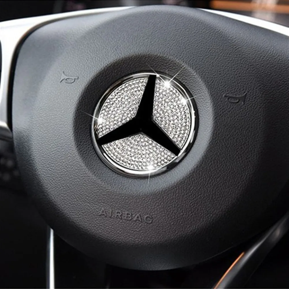 Auto Lenkrad Emblem 3d Strass Logo Aufkleber Mit Diamant Dekoration Fur Mercede Benz A B C E Gla Cla Glc Glk Gle Serie Automotive Interior Stickers Aliexpress