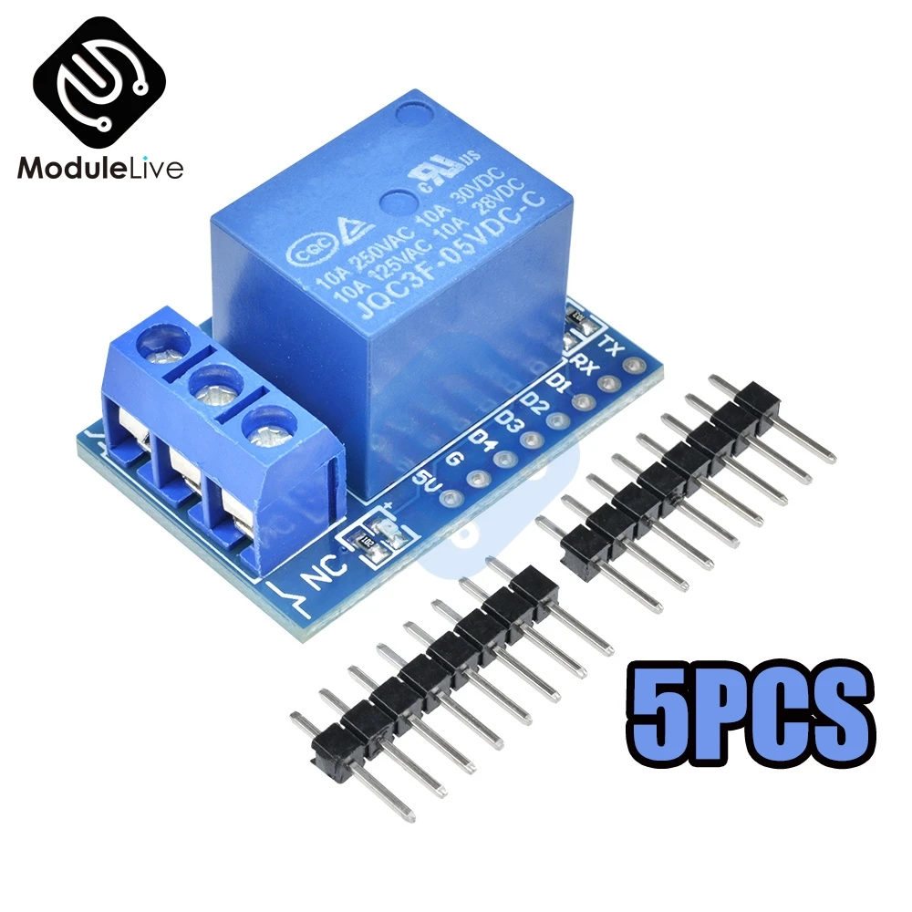 5 шт. В 1 канал канальный релейный щит ESP8266 V2 WeMos D1 Mini плата для модуль Arduino ESP8266|Реле|