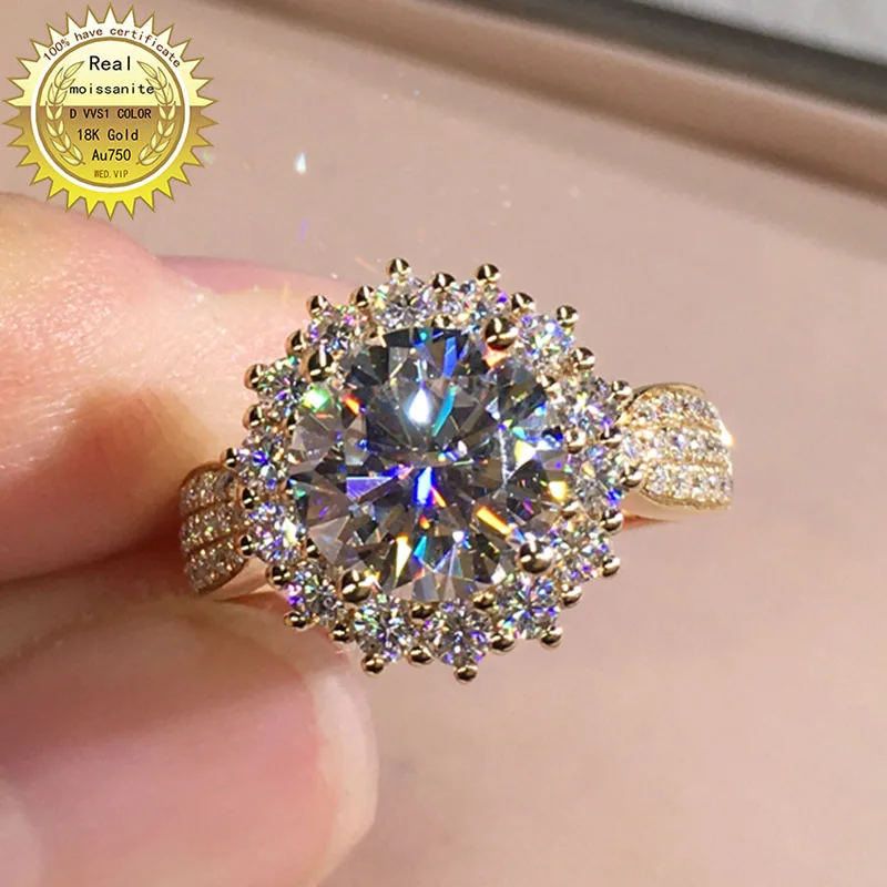 100% 18K золото 3ct Муассанит бриллиантовое кольцо D Цвет VVS с национальным сертификатом 011 
100% 18K золото 3ct Муассанит бриллиантовое кольцо D Цвет VVS с национальным сертификатом 011