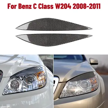 

2* Carbon Fiber Car Headlight Headlamp Eyebrows Eyelids Trim Cover Stickers for Mercedes-benz C class C180\200\260 C300 W204 C63