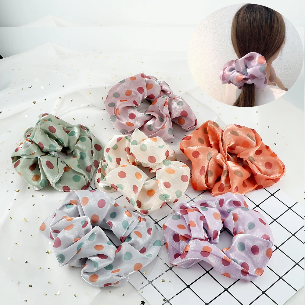 

Dots Print Elastic Scrunchies New Hot Ponytail Holder Hairband Hair Rope Tie Fashion Hair Accessories For Women Girls Headwear