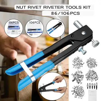 86/106pcs Nut Rivet Riveter Tools Kit M3-M8 Blind Rivet Rivet Kit Rivnut Nuts And Threaded Insert Tool Riveting Nutsert Gun G1L0
86/106pcs Nut Rivet Riveter Tools Kit M3-M8 Blind Rivet Rivet Kit Rivnut Nuts And Threaded Insert Tool Riveting Nutsert Gun G1L0