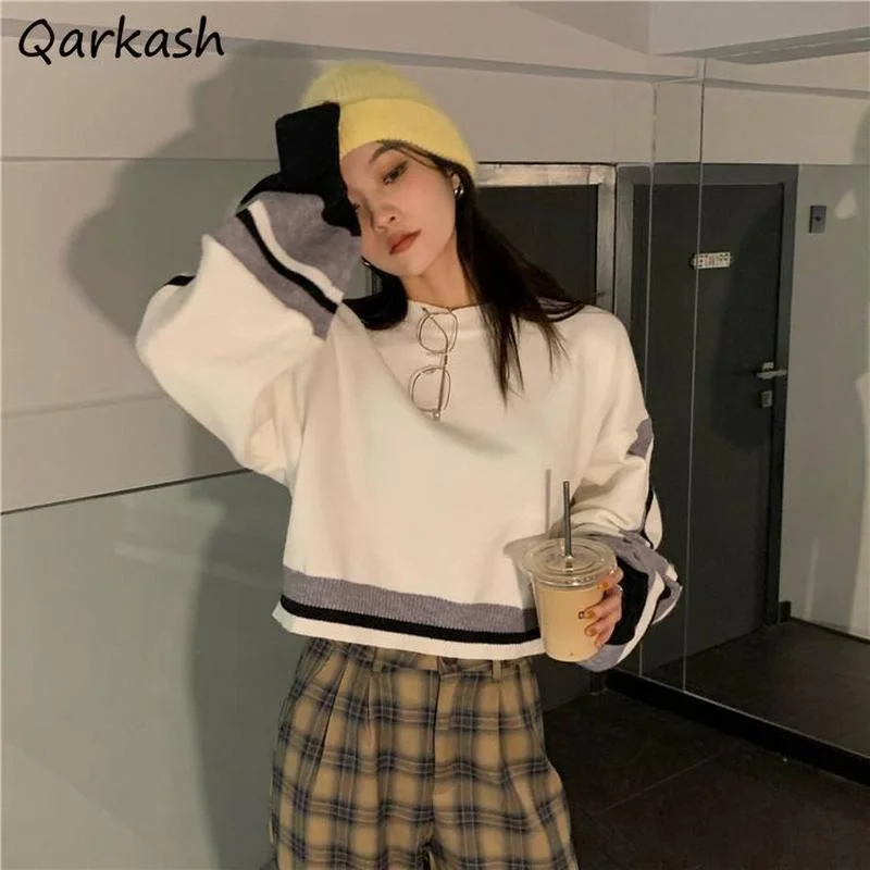 Patchwork Pullovers Women Cropped Spring Vintage Simple All-match Jumpers Ladies Cozy Casual Knitwear Popular Daily Harajuku Ins
Patchwork Pullovers Women Cropped Spring Vintage Simple All-match Jumpers Ladies Cozy Casual Knitwear Popular Daily Harajuku Ins