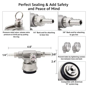Stainless Steel Low Profile Keg Coupler,D System Coupler with Safety Pressure Relief Valve,Space Saving Keg Tap Coupler with 1/4
Stainless Steel Low Profile Keg Coupler,D System Coupler with Safety Pressure Relief Valve,Space Saving Keg Tap Coupler with 1/4