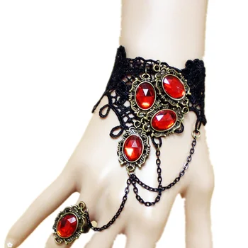 Steampunk Vampire Gothic Retro Black Lace Female Bracelet with Ring Medieval Superheroes Victorian Bracelets & Bangles &Handwear
Steampunk Vampire Gothic Retro Black Lace Female Bracelet with Ring Medieval Superheroes Victorian Bracelets & Bangles &Handwear