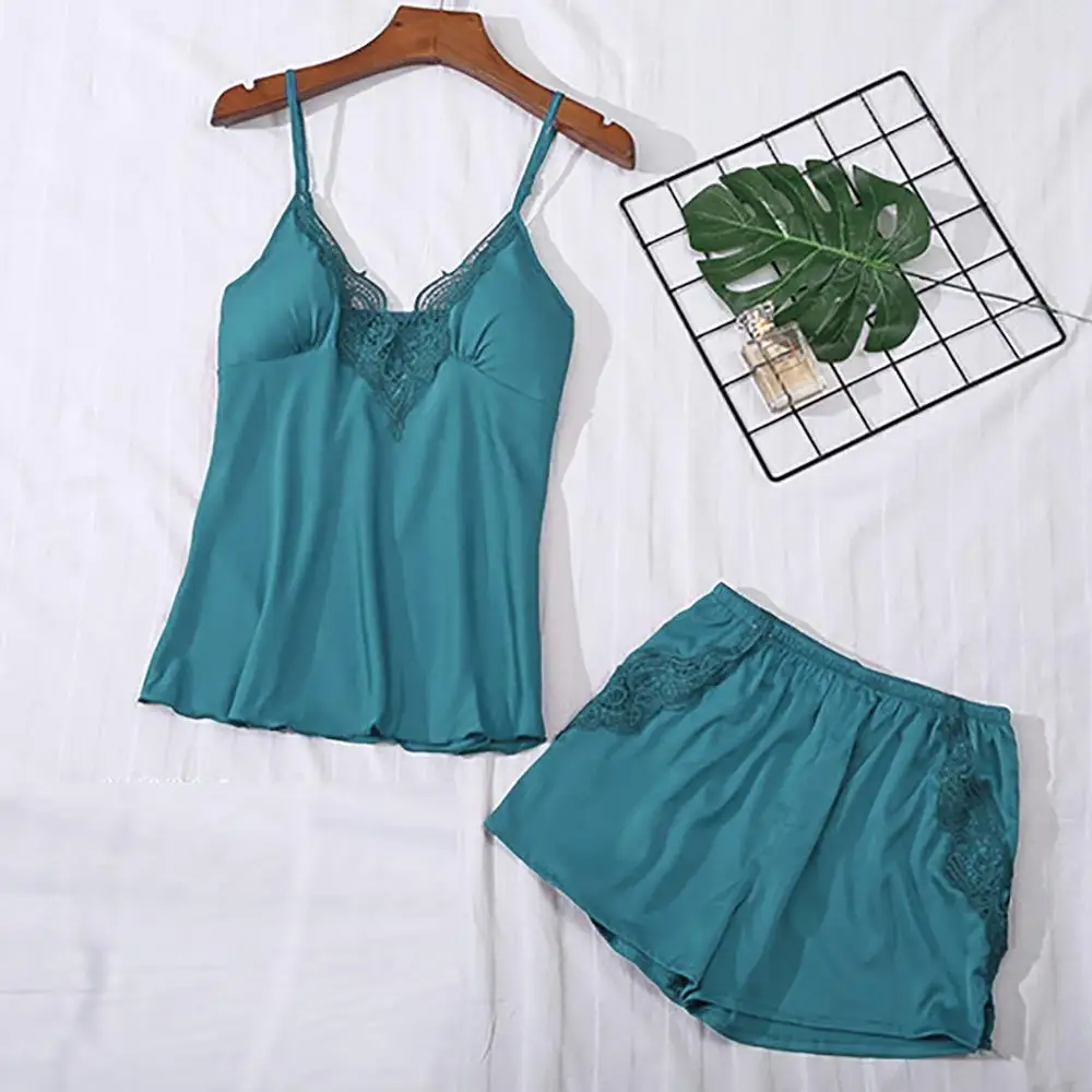 Plus Size Women Sleepwear Set Sexy V-Neck Lace Satin Bow Solid Cami Shorts Pajamas Set Conjunto Cueca 2020 New Drop Shipping YE
Plus Size Women Sleepwear Set Sexy V-Neck Lace Satin Bow Solid Cami Shorts Pajamas Set Conjunto Cueca 2020 New Drop Shipping YE